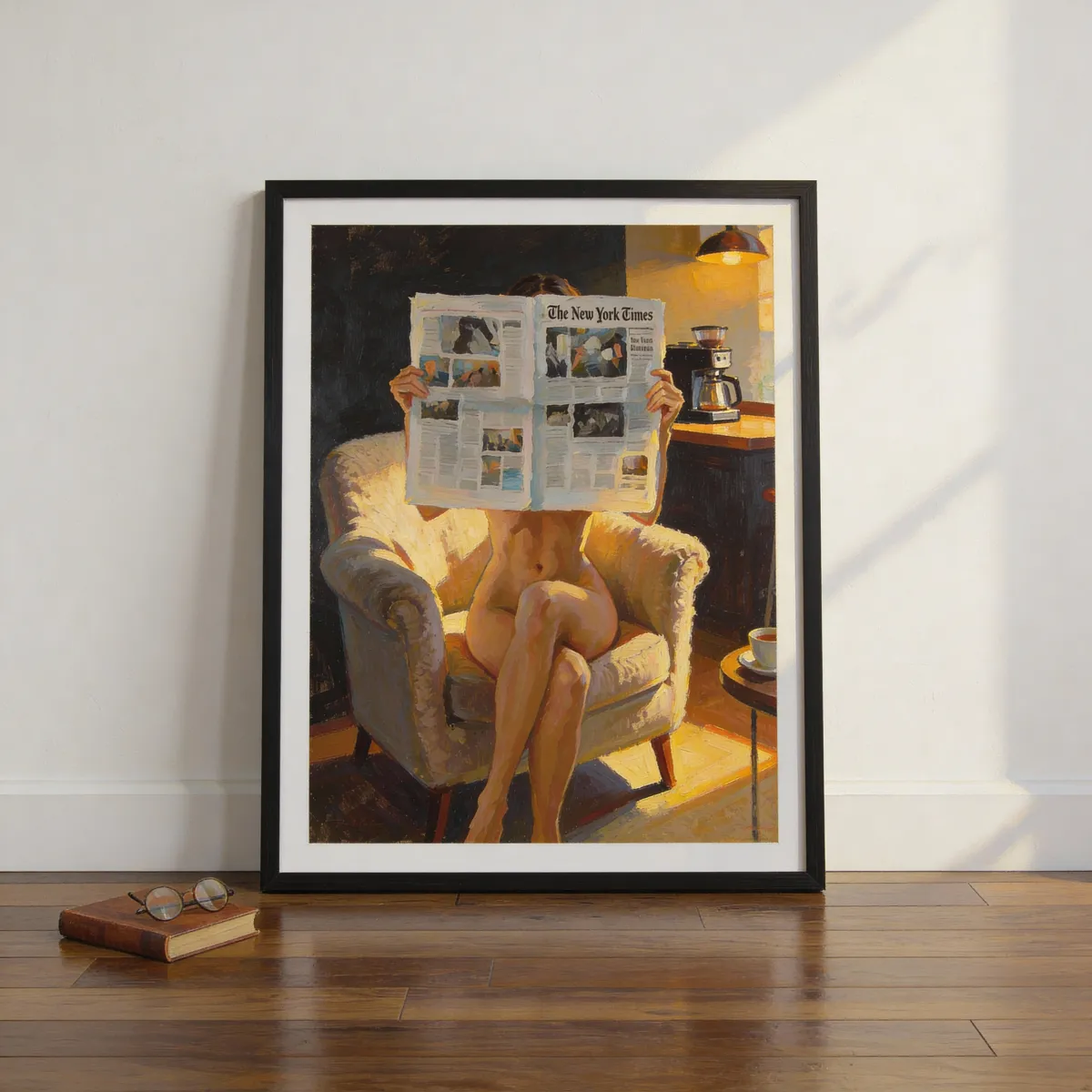 Elegant woman reading newspaper