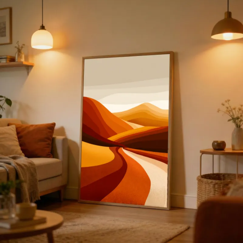 1970s Vintage Abstract Landscape Wall Art Print — Retro Poster