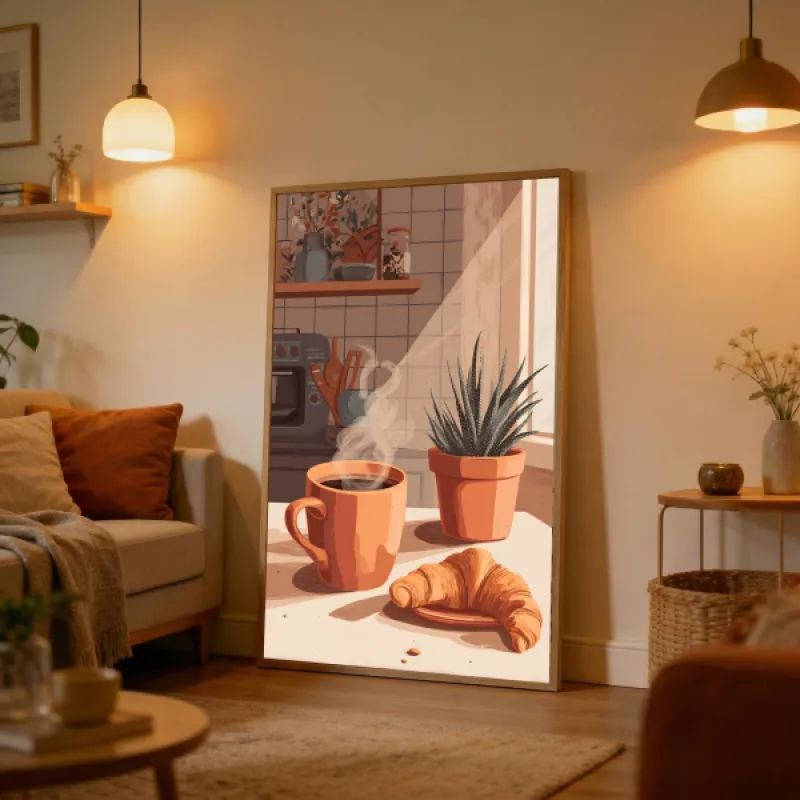 Cozy Kitchen Still Life Wall Art Print — Illustrated Poster