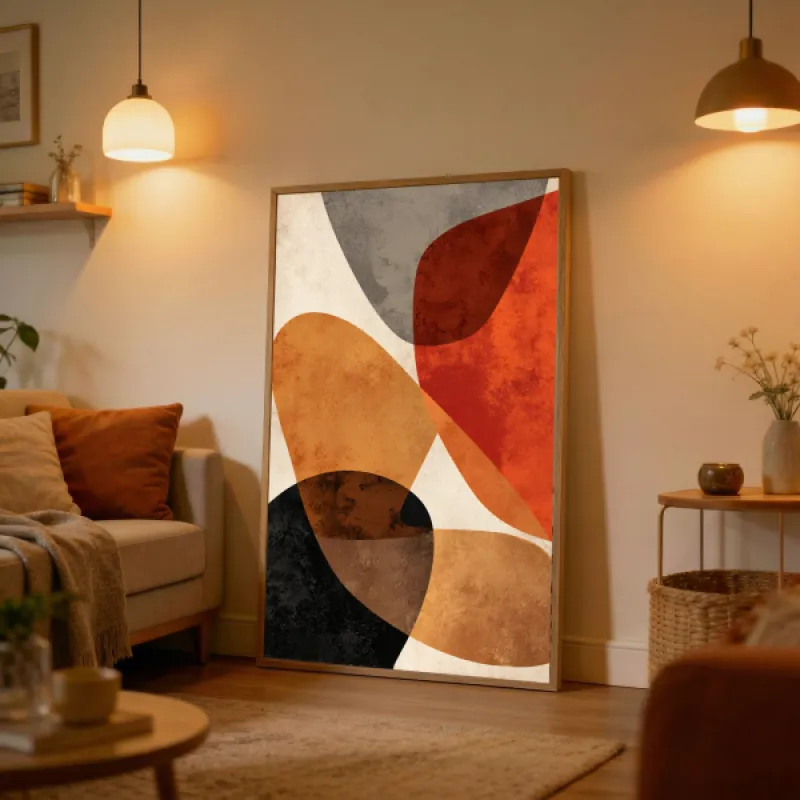 Mid-Century Modern Abstract Wall Art Print — Warm Earthy Tones Poster