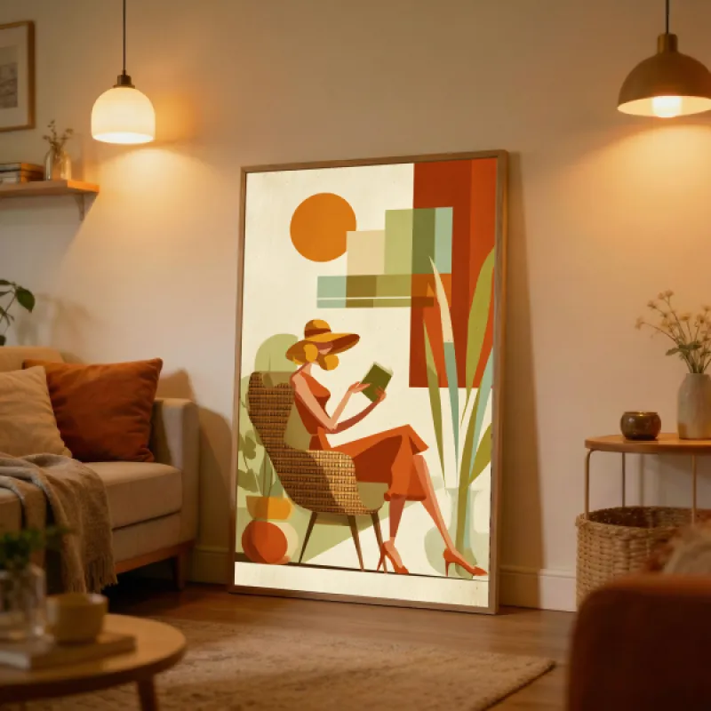 Mid-Century Modern Woman Illustration Wall Art Print — Vintage Poster