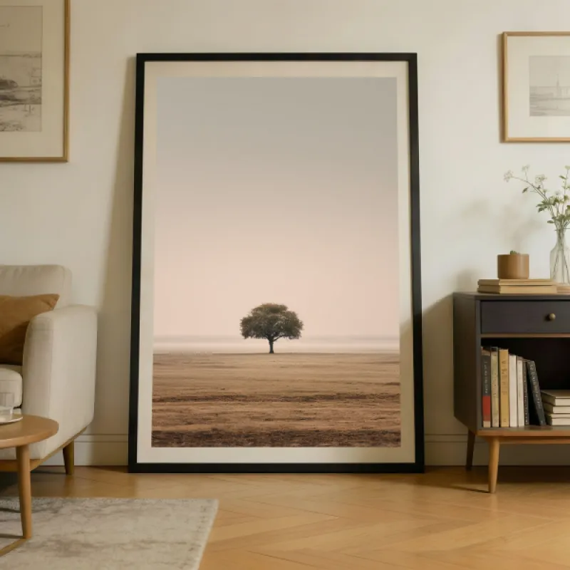 Minimal Landscape Lone Tree Wall Art Print — Misty Poster
