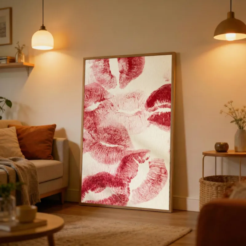 Crimson Kisses Wall Art Print — Lipstick Lips Poster
