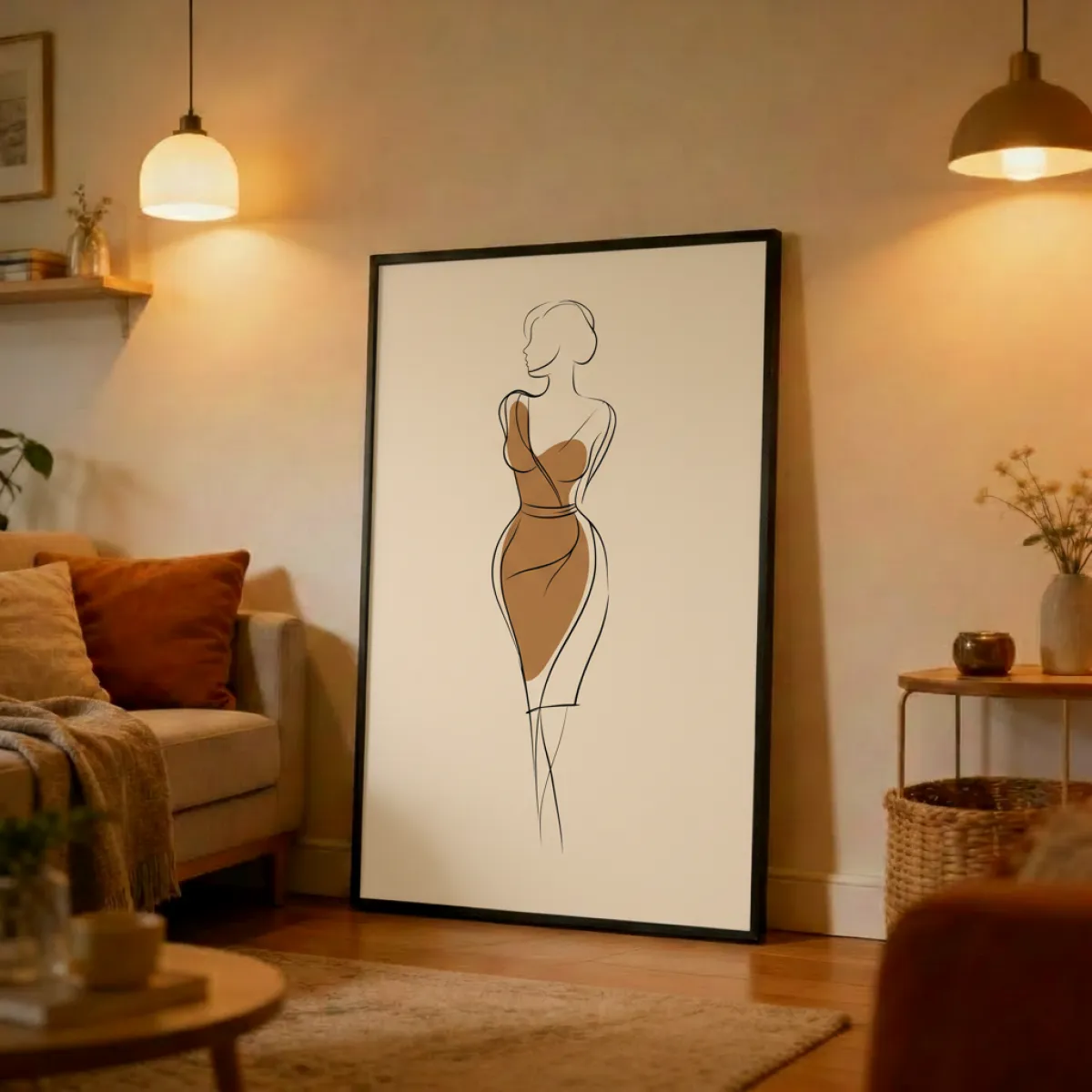 Feminine Figure Line Art Print — Minimalist Woman Body Positive Wall Art Poster