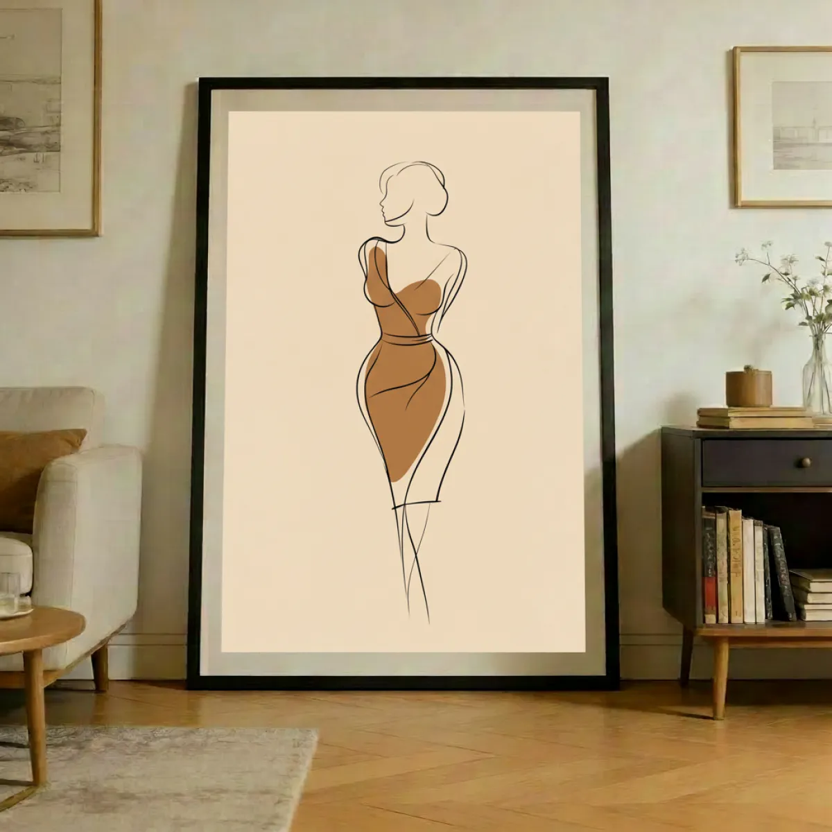 Feminine Figure Line Art Print — Minimalist Woman Body Positive Wall Art Poster
