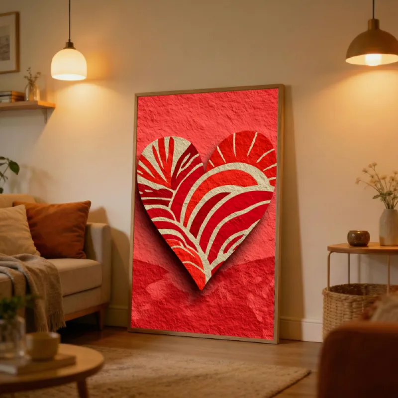Bold Red Heart Wall Art Print — Decorative Love Poster