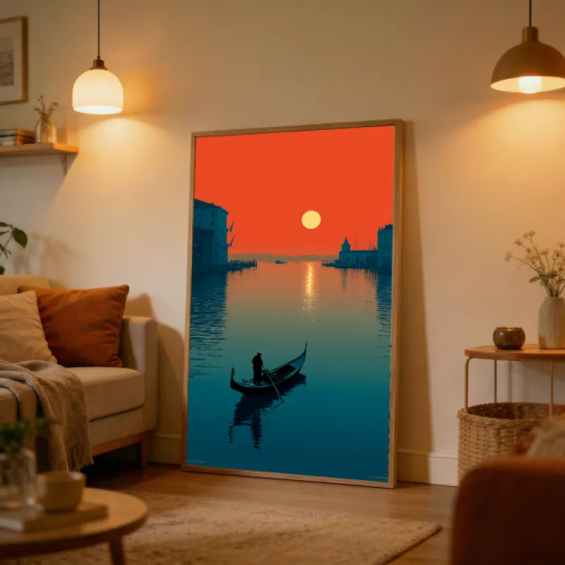 Venice Gondola Sunset Wall Art Print — Grand Canal Poster