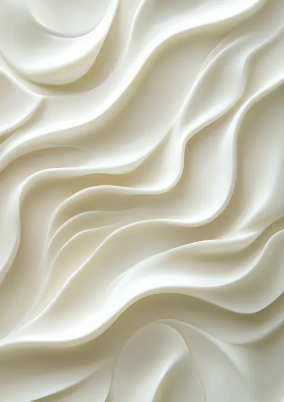 White 3D sculptural wave abstract on cream background